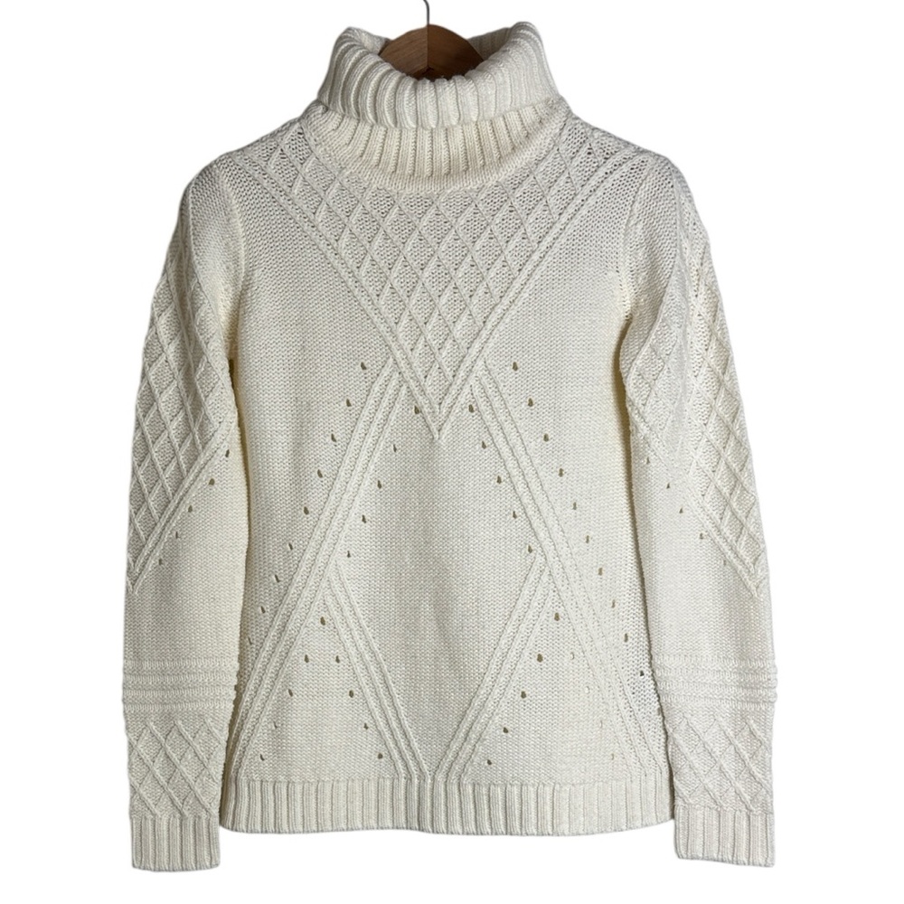 Venus TurtleNeck Long Sleeve White/Cream Novelty Cable Knit Sweater size XS